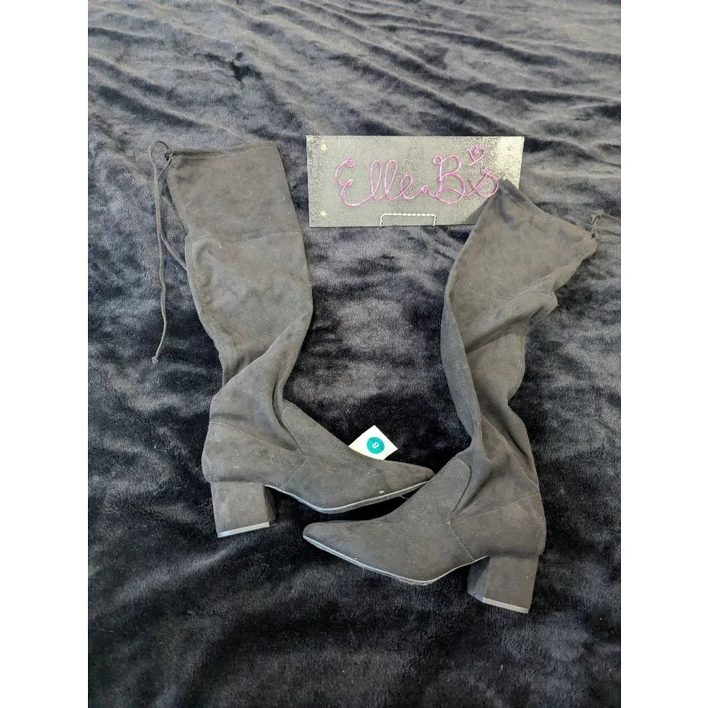 NWT A New Day Black Suede Side Zip Bow Top Boot 7